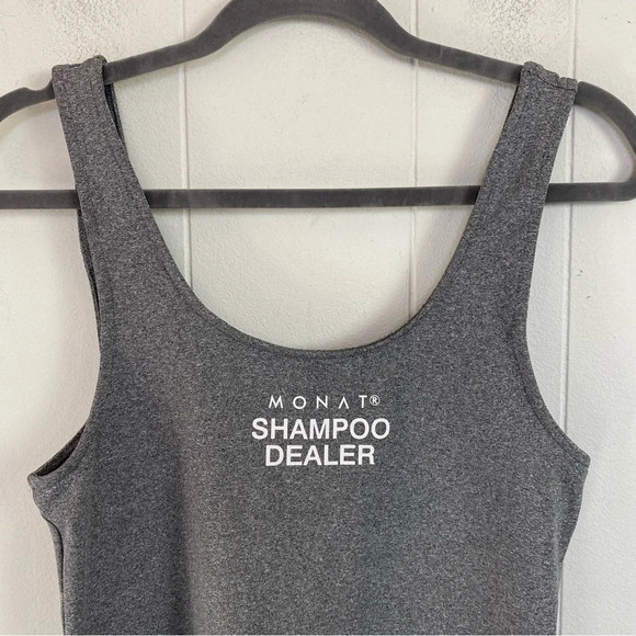 MONAT GEAR  Shampoo Dealer Bodysuit Size Large Gray Heathered Brazilian Cut - Picture 3 of 15